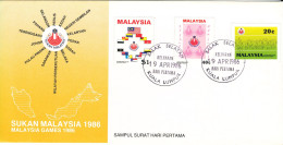 Malaysia FDC 19-4-1986 Malaysia Games 1986 Complete Set Of 3 With Cachet - Malaysia (1964-...)