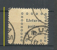 LITAUEN Lithuania 1919 Michel 20 O KAUNAS Perforation Variety Error Zähnungsabart - Litauen