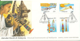 Malaysia FDC 7-3-1987 Musical Instruments Complete Set Of 4 With Cachet - Malaysia (1964-...)