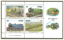 IRELAND 1984 Mint Block MNH(**) Trains - Blocks & Kleinbögen