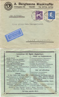 Schweden 1936, 10+30 öre Auf Luftpost Firmen Brief V MALMÖ I.d. Tschechoslowakei - Cartas & Documentos