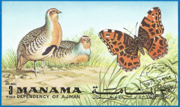 Manama 1972 Year, Used Block Butterfly  - Manama