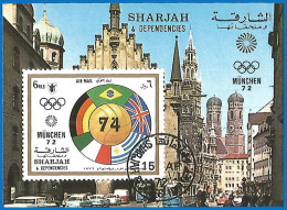 Sharjah 1972 Year, Used Block Olympic Games In Munich - Schardscha