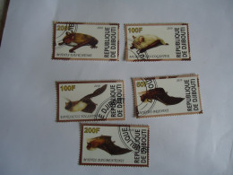 DJIBOUTI  STAMPS   5   USED  ANIMALS BAT BATS - Murciélagos