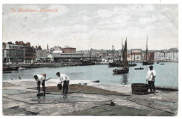 Postcard UK England Devon Plymouth The Barbican Harbour Quay Men Cleaning Fishing Nets Posted 1906 - Plymouth