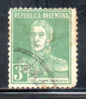 ARGENTINA 1923 JOSE DE SAN MARTIN 3c USED USADO OBLITERE' - Oblitérés