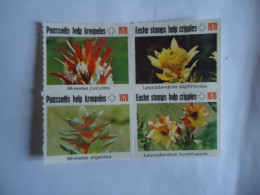 VIGNETTES   VIGNETTE BLOCK OF 4  FLOWERS  1970  CACTUS    HEALTH 1970 - Cactussen