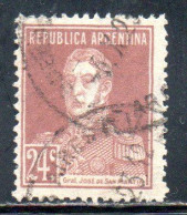 ARGENTINA 1923 JOSE DE SAN MARTIN 24c USED USADO OBLITERE' - Usados