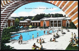 ► Recreation Center, Pool Piscine   Saratoga Springs N.Y.       POst Card    From Folder  Depliant 1940s - Saratoga Springs