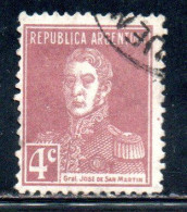ARGENTINA 1923 1924 JOSE DE SAN MARTIN 4c USED USADO OBLITERE' - Used Stamps