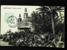►MONACO TIMBRE N° 22 OBLITERE PRINCE ALBERT 1ER 5C VERT Sur CPA 1912 - Lettres & Documents