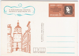 Poland Polska 1973 Henryk Wieniawski, Young Violinists Festival Lublin, Polish Violinist, Composer, Music Geige Violin - Stamped Stationery