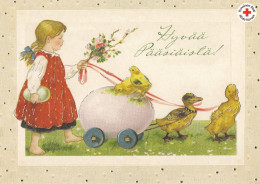 Postal Stationery - Girl - Ducks - Chicks Travelling With Egg - Red Cross 2013 - Suomi Finland - Postage Paid - RARE - Postal Stationery