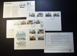 Great Britain - FDC - 1981 - 3 Envelopes - Fishing - With 2 Inserts - Cancel Southend-on-Sea - 1981-1990 Em. Décimales