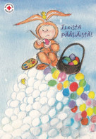 Postal Stationery - Hares - Bunny Kid Painting Eggs - Chicks - Red Cross 1992 - Suomi Finland - Postage Paid - Interi Postali