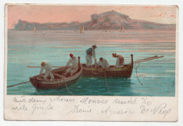 Monaco // Alte Ansichtskarte. Jahr 1902 - Hafen