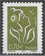 Marianne De Lamouche - 0,70€ - Vert-olive - ITVF - (2005) - Y & T N° 3736 ** - 2004-2008 Marianne (Lamouche)