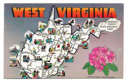 Postcard USA WV West Virginia Map Of The State Posted 1963 - Autres & Non Classés