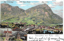 GOLDAU ► Mehrbild Steinmann Litho Goldau Mit Rigi, Serie No.2036 Verlag H.Schlumpf - Arth