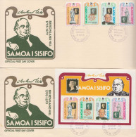 Samoa Set And Minisheet On FDCs - Stamps On Stamps