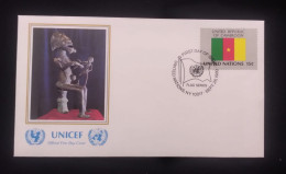 EL)1980 UNITED NATIONS, NATIONAL FLAG OF THE MEMBER COUNTRIES, CAMEROON, UNICEF, ARCHEOLOGY, FDC - Neufs