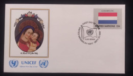 EL)1980 UNITED NATIONS, NATIONAL FLAG OF THE MEMBER COUNTRIES, LUXEMBOURG, UNICEF, MARIA VON GUTEN, FDC - Neufs