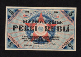 5 Rubles Rubel Rubli 1919 Latvia Russia Riga's Workers Deputies' Soviet P-R3a Without Folds ! - Lettonia