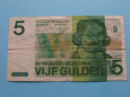 5 Vijf Gulden ( 28 Maart 1973 ) Nederlandse Bank ( For Grade, Please See SCANS ) Circulated ! - 5 Florín Holandés (gulden)