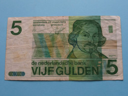 5 Vijf Gulden ( 28 Maart 1973 ) Nederlandse Bank ( For Grade, Please See SCANS ) Circulated ! - 5 Gulden