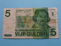 5 Vijf Gulden ( 28 Maart 1973 ) Nederlandse Bank ( For Grade, Please See SCANS ) Circulated ! - 5 Florín Holandés (gulden)