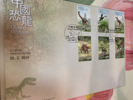 Hong Kong Stamp 2014 Dinosaur FDC Cover - Brieven En Documenten