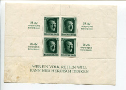 BF0010 - 1937 - Bloc De 4 Timbres Allemand Reich A. Hitler 25 Rpf. Einschließlich Kulturspende - Blocks & Kleinbögen