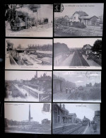 Cp, Reproduction Edito-Service, Chemin De Fer, Gares Avec Trains, Belfort, Amiens, Yvetot... , LOT DE 8 CARTES POSTALES - Stazioni Con Treni