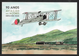 Portugal Carte Entier Postal  90 Ans Aviation Aux Açores Avion Biplan 2020 Stationery 90 Years Azores Aviation Biplane - Postwaardestukken