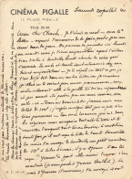 Paris 9ème * CINEMA PIGALLE 11 Place Pigalle * Doc Ancien Lettre Carte Postale , Cinéma Pigalle Ciné - District 09