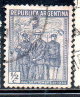 ARGENTINA 1930 REVOLUTION SPIRIT OF VICTORY ATTENDING INSURGENS 1/2c USED USADO OBLITERE' - Usati