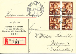 Switzerland Card Stamp's Day Zürich 7-12-1941 - Journée Du Timbre
