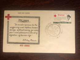 NEPAL FDC COVER 1966 YEAR RED CROSS HEALTH MEDICINE STAMPS - Népal