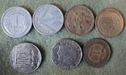 LOT DE 7 PIECES DE 1 FRANC DIFFERENTES. 1922 / 1989 - Kiloware - Münzen