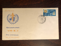 NEPAL FDC COVER 1973 YEAR WHO HEALTH MEDICINE STAMPS - Népal