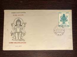 NEPAL FDC COVER 1977 YEAR GODDESS OF HEALTH MEDICINE STAMPS - Nepal