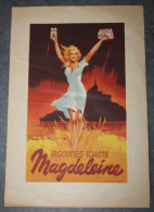 Rare Affiche Publicitaire De Roger Soubie Années 30 "Biscottes - Toasts Magdeleine" Usine à Granville" Mont Saint Michel - Affiches