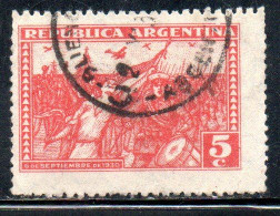 ARGENTINA 1931 REVOLUTION OF 1930 MARCH OF THE VICTORIOUS INSURGENS 5c USED USADO OBLITERE' - Used Stamps