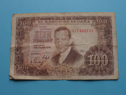 100 Pesetas ( 1953 ) Banco De ESPANA ( For Grade, Please See SCANS ) Circulated ! - 100 Peseten