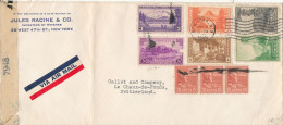 USA Censored (7948) Cover Sent Air Mail To Switzerland New York 7-6-1945 With More Topic Stamps (folded Cover) - Cartas & Documentos