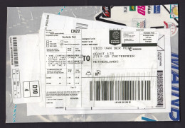 USA: Tracked Parcel Fragment (cut-out) To Netherlands, 2024, Via Service Germany, DHL Label At Left (minor Damage) - Storia Postale