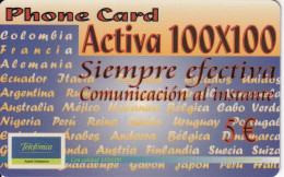 TARJETA DE ESPAÑA DE TELEFONICA DE ACTIVA 100X100 (PLASTICO) - Telefonica