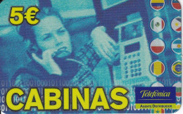 TARJETA DE ESPAÑA DE PREPAGO DE TELEFONICA CABINAS CON BANDERAS  (PAPEL) - Telefonica