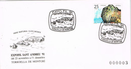 54581. Carta TORROELLA De MONTGRI (Gerona) 1991. Parc Natural Illes MEDES, Expofil 91 - Storia Postale