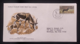 EL)1976 SOUTH AFRICA, WORLD WILDLIFE FUND, WWF, WORLD ENVIRONMENT DAY, BONTEBOK ANTELOPE, FDC - Unused Stamps